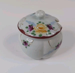 Vintage Ceramic Porcelain Floral Print Sugar Dish Bowl Hand Painted Japan - Picture 1 of 9