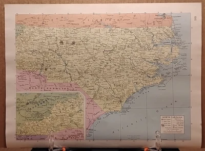 1961 Vintage NORTH CAROLINA Old Atlas Map Life Pictorial Atlas of the World - Image 1 of 4
