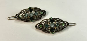 Vintage Monet Goldton Strass Haarspangen - Bild 1 von 3