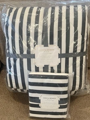 NEW Pottery Barn Teen Emily & Meritt Pirate Stripe Full/Queen Comforter & Sham - Image 1 of 3
