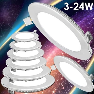 Panel LED Foco empotrable Lámpara empotrable Lámpara de techo Plano Redondo Foco empotrable 230V - Imagen 1 de 19