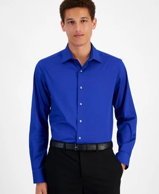 Alfani Dress Shirt Mens 14-14.5 32/33 Lazulite  Slim-Fit Temperature Regulate - Image 1 of 4