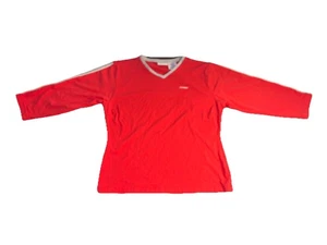 Top para mujer Reebok manga 3/4 rojo gris rayas talla XL cuello en V - Imagen 1 de 4