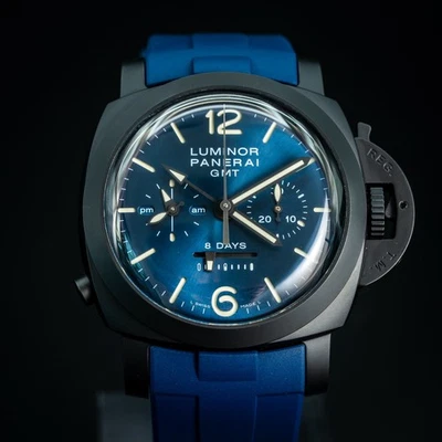 PANERAI LUMINOR 1950 CHRONO MONOPULSANTE BLU NOTTE PAM01135 B+P w/ Extra Strap - Image 1 of 4