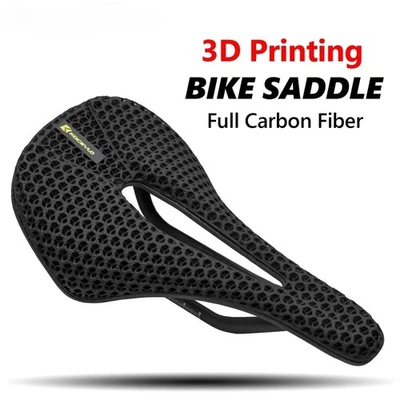3D Printed Carbon Bicycle Saddle for XC Road Gravel MTB Cycling Saddles Black - Image 1 of 4