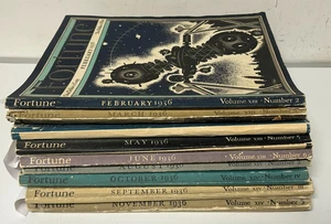 Lot of 9 Vintage Fortune Magazine 1936- Feb/Mar/April/May/Jun/Aug/Sep/Oct/Nov - Picture 1 of 12