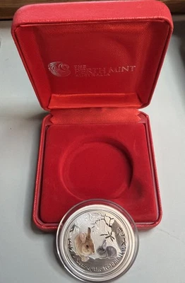 2011 Australia 1/2 oz Silver Year of the Rabbit BU Colorized - Image 1 of 3