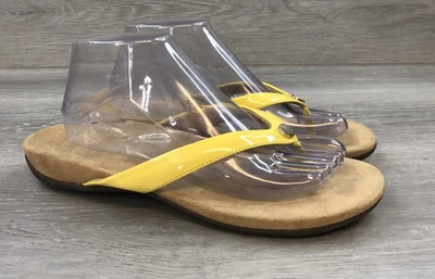 Sandalia para mujer Vionic Mona de cuero amarillo 9 sin cordones cómoda cuña ortopédica Foto 1 de 4