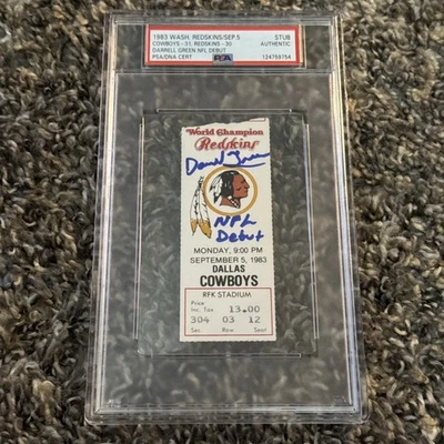 Washington Redskins 1983 Darrell Green NFL Debut Autographed Ticket PSA Slabbed - Image 1 of 4