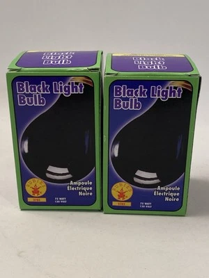 Two Black Light Bulbs 75 Watts Fits All Standard Light Sockets Parties Halloween - Image 1 of 4