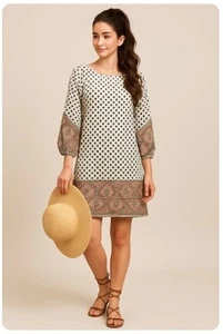 BCBGMAXAZRIA Scarf Dress Boho Brown Polka Dot Womens Size S - Picture 1 of 5