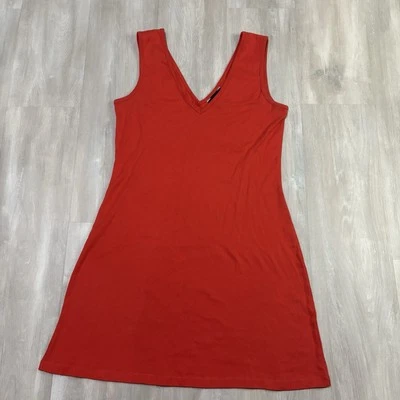 MODA INTERNATIONAL deep V-neck Dress Sz L Rusty Red  - Image 1 of 4