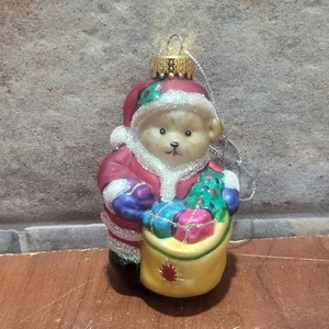 Vintage Santas Best Teddy Bear Blown Glass Christmas Ornament - Picture 1 of 9