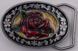 Vintage 1985 Siskiyou Western Rose Flower Belt Buckle C-4000 - Picture 1 of 6