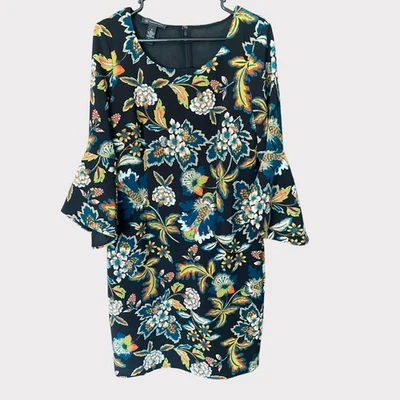 INC International Concepts Dress Medium Polyester Spandex Lined Black Floral - Image 1 of 4