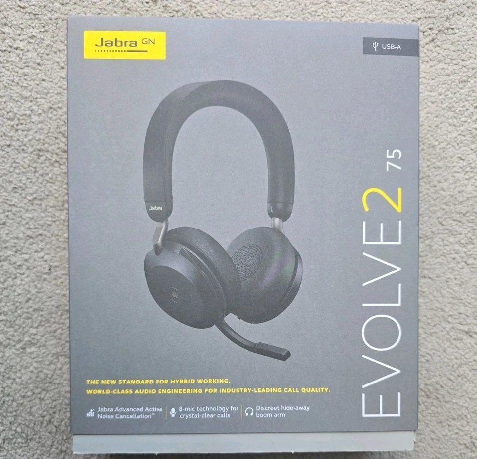 Jabra Evolve2 75 Black Headband Headsets - Image 1 of 1