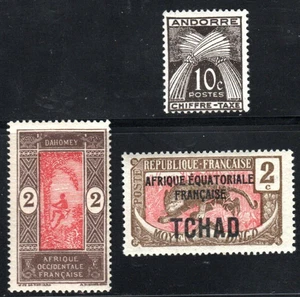 👀Briefmarken - Französische Kolonien 1913-1922 (Französisch Dahomey/Tschad/Andorra) NMH - Bild 1 von 2