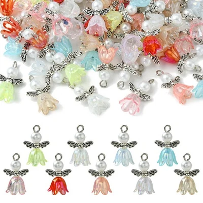 90pcs Angel Acrylic Charms Fairy Tibetan Style Wings for Necklace Earring Making - image 1 of 4