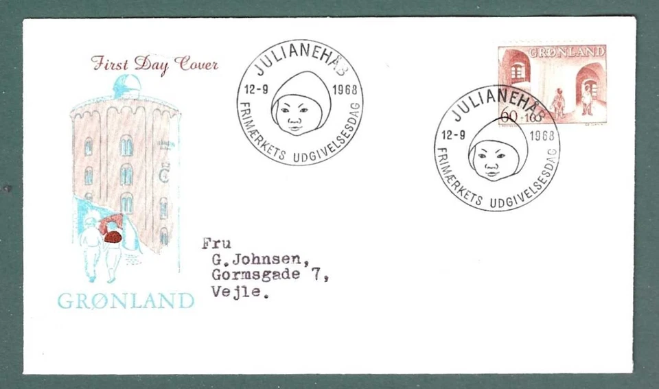GREENLANDIA - FDC - 1968 - EDICIÓN DE BIENESTAR INFANTIL - SCOTT # B3 Foto 1 de 1