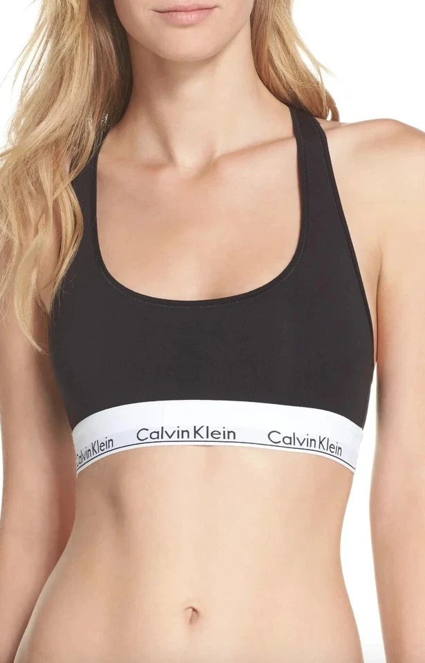 Calvin Klein 261424 Women's Modern Cotton Bralette Bra Black Size Medium