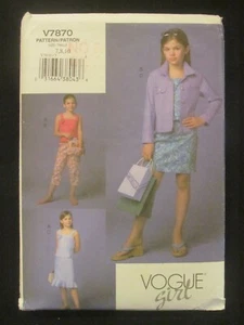 VOGUE PATTERN - 7870 GIRL'S JACKET TOP A-LINE SKIRT FLOUNCE CROP PANTS 7-10 USED - Picture 1 of 2