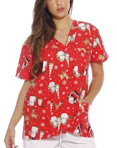Just Love Women's Scrub Tops / Holiday Scrubs / Nursing Scrubs - Picture 1 of 51