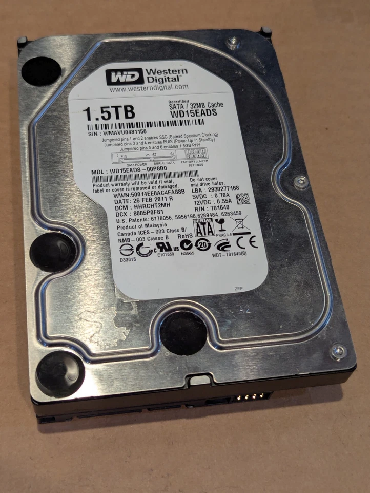 Western Digital 1.5TB Internal 7200RPM 3.5" (WD15EADS) HDD (White Label) - Image 1 of 2