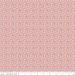 STITCH DITSY IN CORAL PINK BY LORI HOLT RILEY BLAKE 1930s REPRO CALICO FABRIC HY - Picture 1 of 1