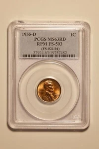 1955-D 1C FS-503 / RPM-003 / WDDO-003 / 1MM-003 - PCGS MS63RD - Picture 1 of 4