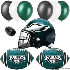 Philadelphia Eagles Football Party Decor Helmet 10pc Balloons, Green Black White - Picture 1 of 4