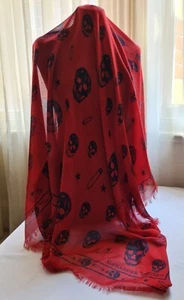 New Alexander McQueen Scarf Punk Skull Silk Blend Scarf - Picture 1 of 5