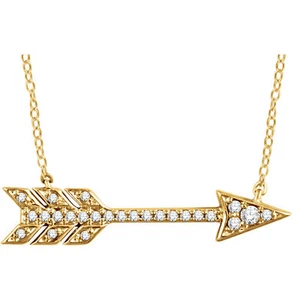 Arrow Diamond Necklace .10 Ct. Diamonds 16" in 14K Yellow Gold - Picture 1 of 12