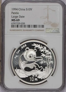 1994 Silver Panda 1 oz. 10 Yuan Large Date NGC MS69. Free shipping. - Picture 1 of 2