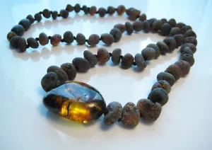 RAW Genuine Beautiful Baltic Amber Necklace 14 g. !!! - Picture 1 of 5