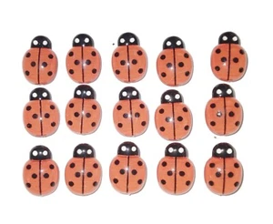 LADY BUG Insect GLASS Thumb Tacks - Set of 15 Handmade Decorative Pins - Picture 1 of 3