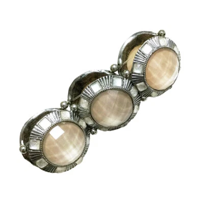 Pulsera H&M Elástica 7" Imitación Piedras Preciosas Gruesa Melocotón Tono Plata Boho Foto 1 de 4