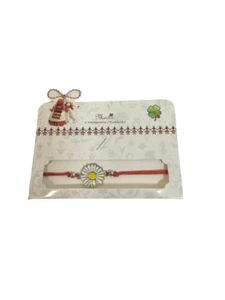 Pulsera Marchchen Martisor amuleto de la suerte como flores amarillas con cordón rojo 201 - Imagen 1 de 3