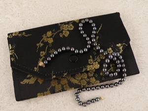 HONORA 18" STRAND 6.5-7mm ROUND BLACK CULTURED HAND KNOTTED PEARLS 14K YG CLASP - Picture 1 of 4