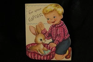Vintage Rabbit Easter Card For Boy 1950S By Whit. - Picture 1 of 4