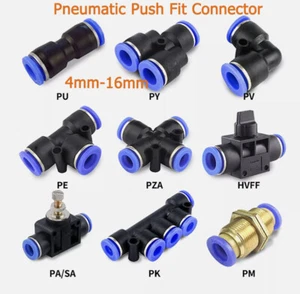 Pneumatic Push In Fittings Air Water Hose Tube Stem Nylon Join Adapter 4mm-16mm - Picture 1 of 25