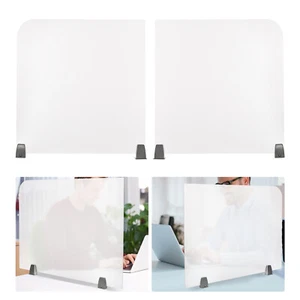 2Pcs 29*22in Desk Divider Translucent Frosted Acrylic Clamp-on Office Desk Panel - Picture 1 of 15