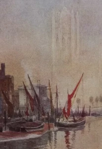 Druck 1905, Autumn Morning, Millbank, London. Herbert Marshall. Antik. - Bild 1 von 3