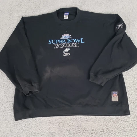 Philadelphia Eagles Sweater Mens 2XL Black Super Bowl Reebok On Field Sweatshirt Cover