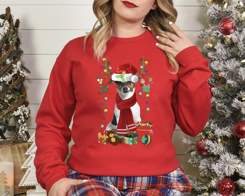 Xmas Sweatshirt Jack Russell Terrier Dog Christmas Jumper Sweater Day Stocking - Image 1 of 1