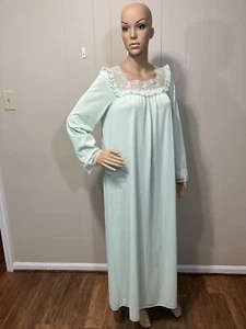 Womens "Shadowline" US Vintage Mint Green Lace Trimmed Embroidered Nightgown SM - Picture 1 of 11