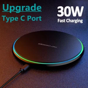 VIKEFON Wireless Charger White for iPhone/Samsung/Huawei RGB caricabatterie dock - Foto 1 di 6