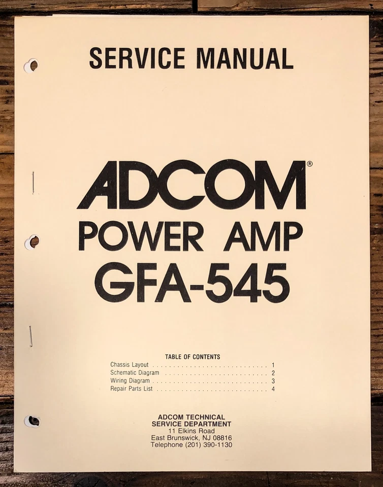 Adcom GFA-545 Amplifier Service Manual *Original* - Image 1 of 1