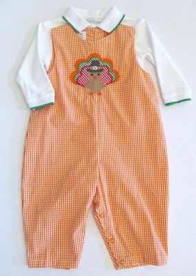 Новый с Ярлыками! Petit Ami Boutique Baby Boy 12 месяцев Индейка на День благодарения оранжевый комбинезон - Изображение 1 из 4
