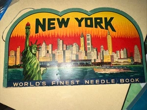 Antique Vtg Needle Book Sample Case Advertising New York Statue of Liberty - Picture 1 of 10