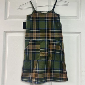 Btween Girls Green/gold Plaid Dress Size 8 - Picture 1 of 5